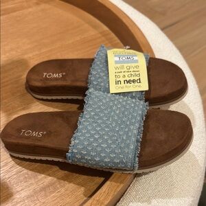 TOMS Blue and Brown Slide Sandals